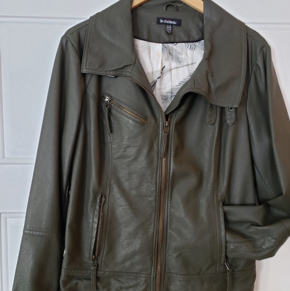 Faux leather moto jacket